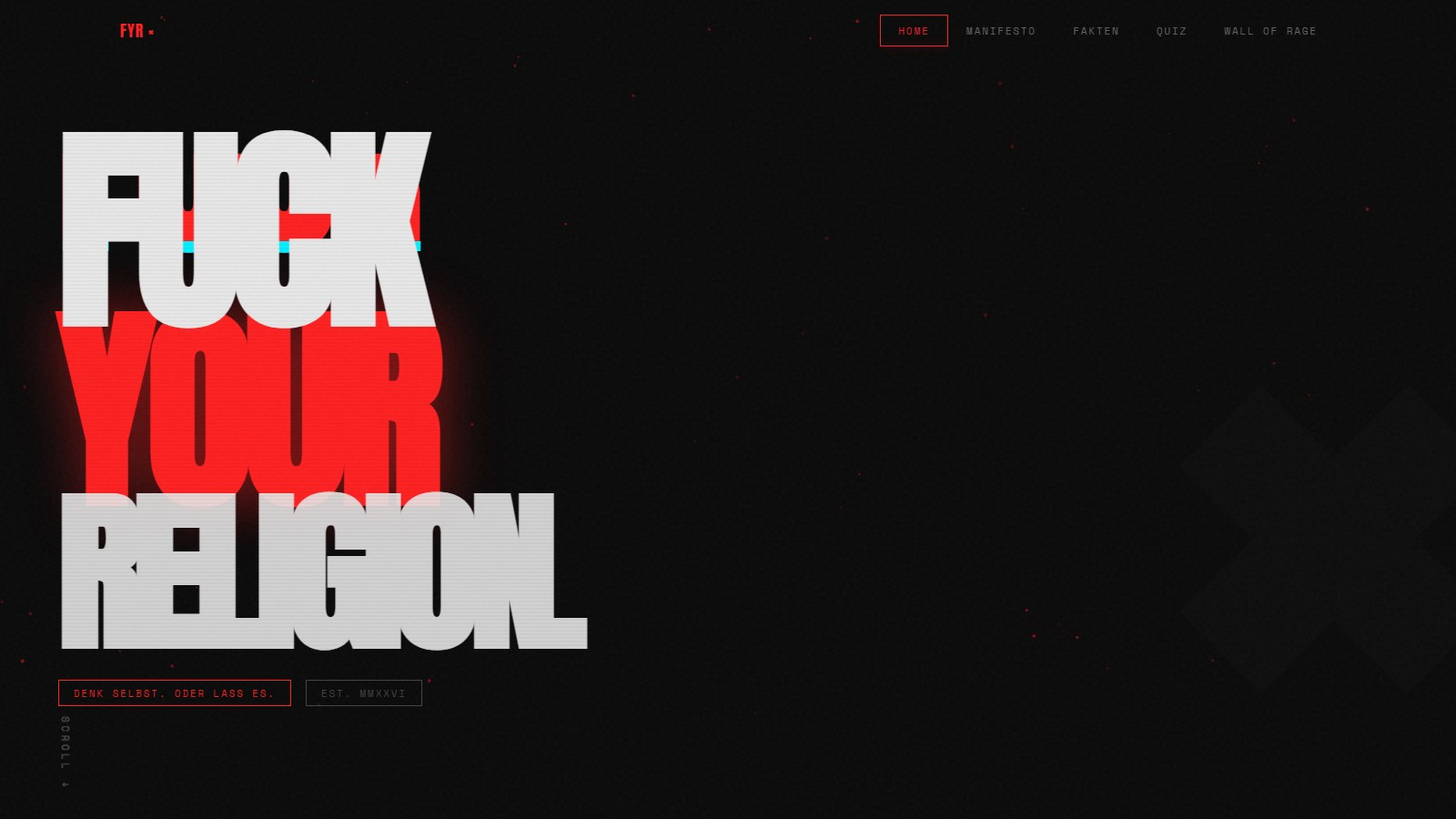 FUCK YOUR RELIGION — Statement-Onepager